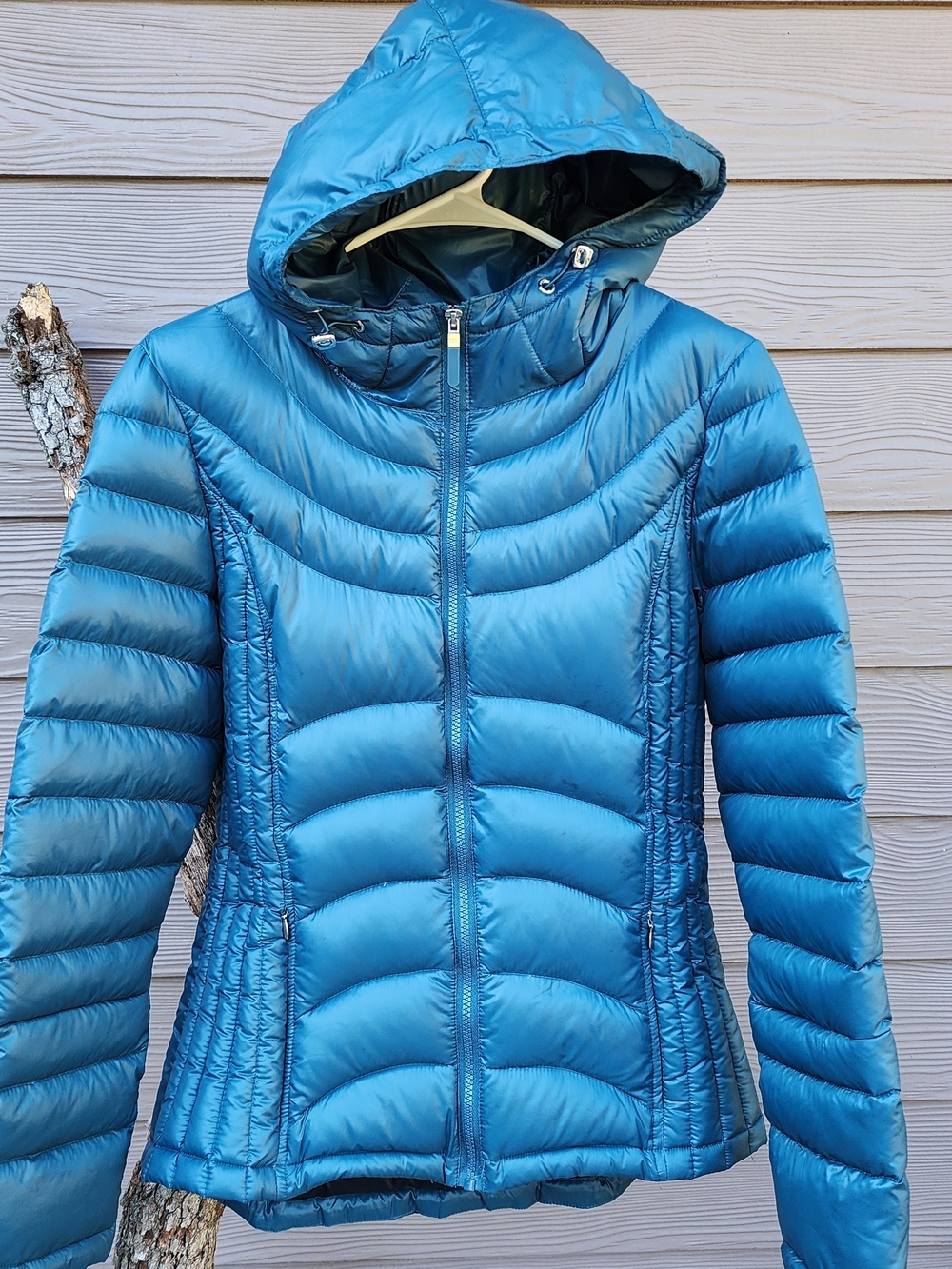 Andrew Marc Women's Blue Lightweight Quilted Hooded Down Puffer Jacket